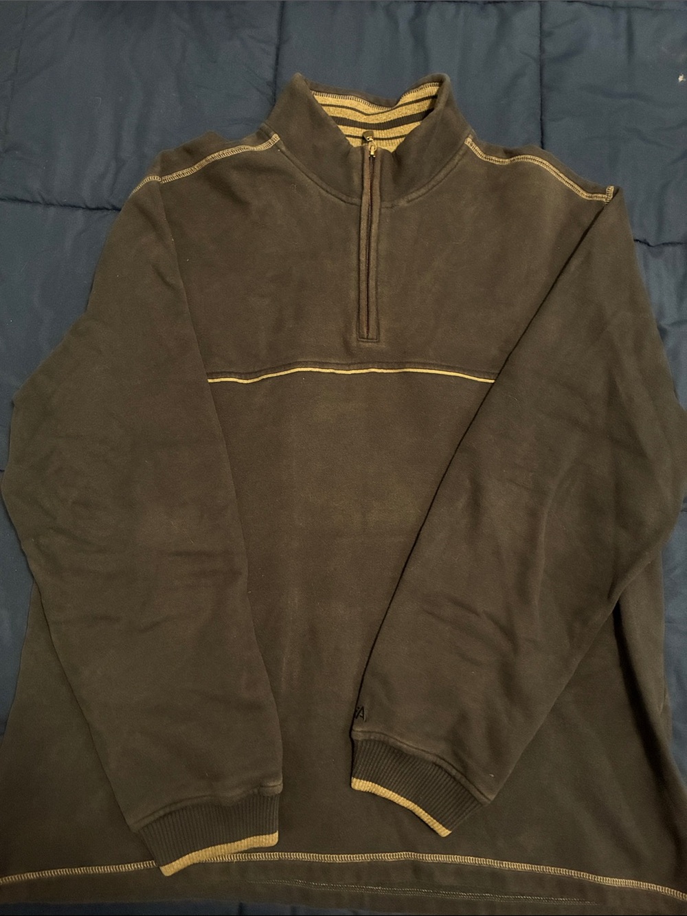 Arrow Navy Half-Zip Sweater with Gray Accents